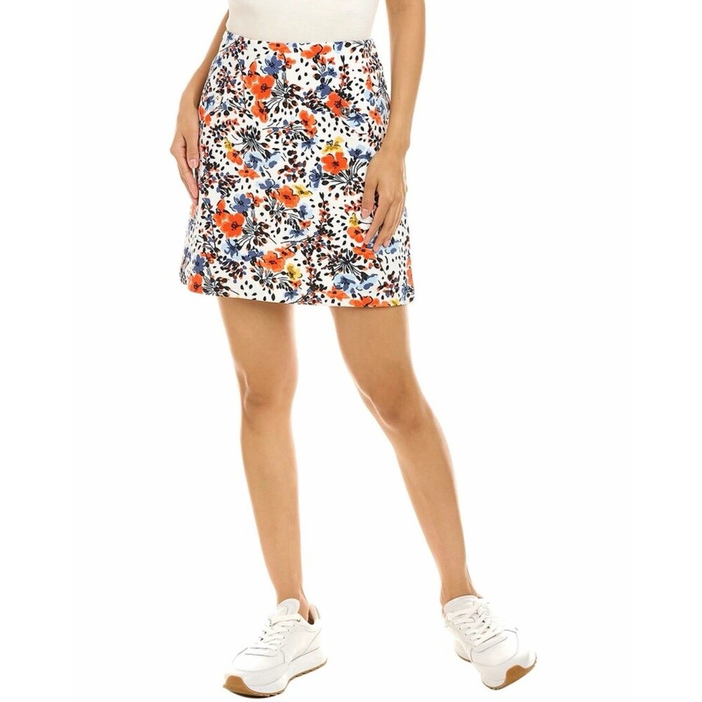 Jones 100% Cotton White Multicolor Floral Skort With Pockets Women Size Large